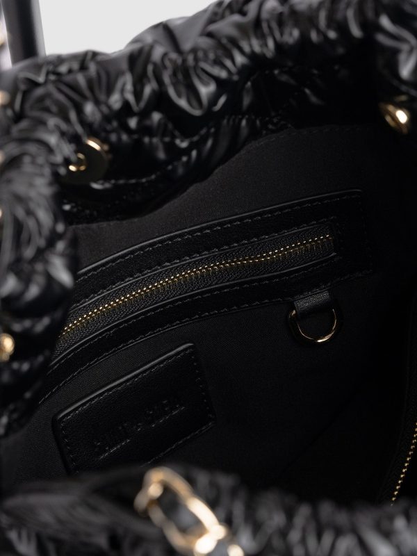 Camilla Drawstring Tote Bag - Black - Image 5