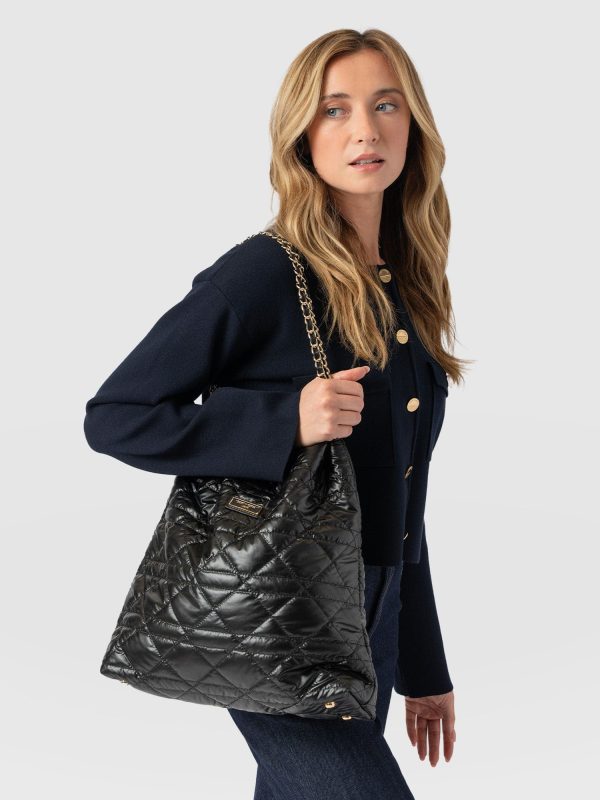 Camilla Drawstring Tote Bag - Black - Image 6