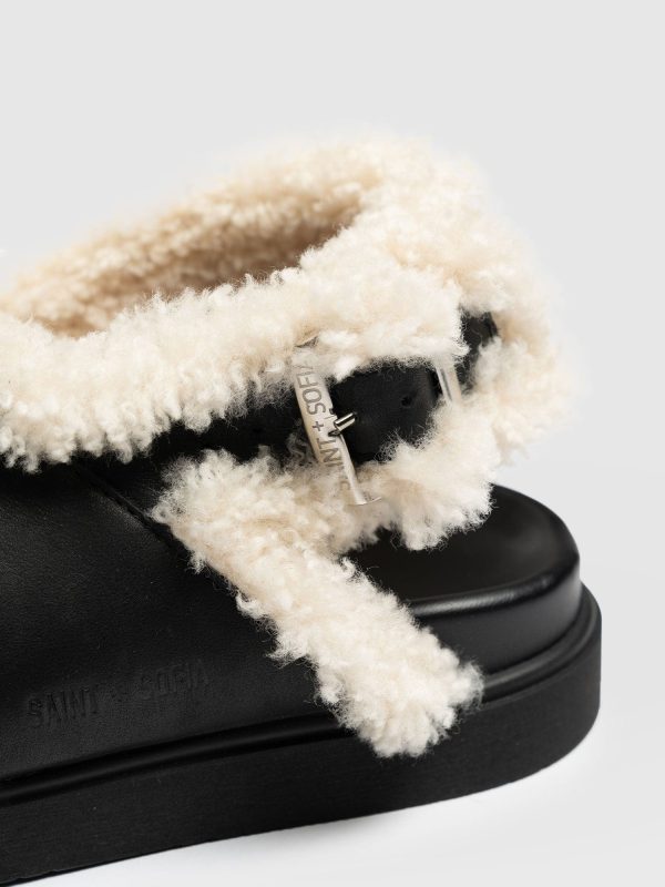 Isla Shearling Sandal - Black - Image 5