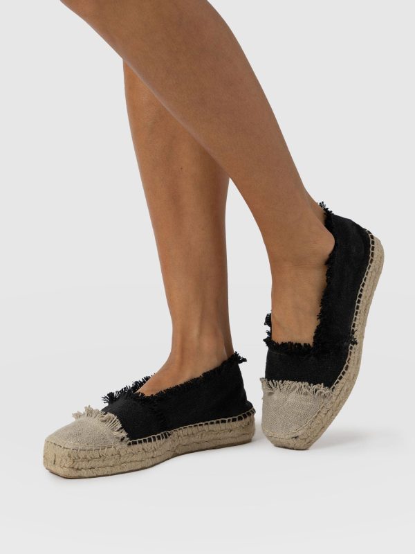 Ivy Frayed Espadrille Pumps - Black - Image 6