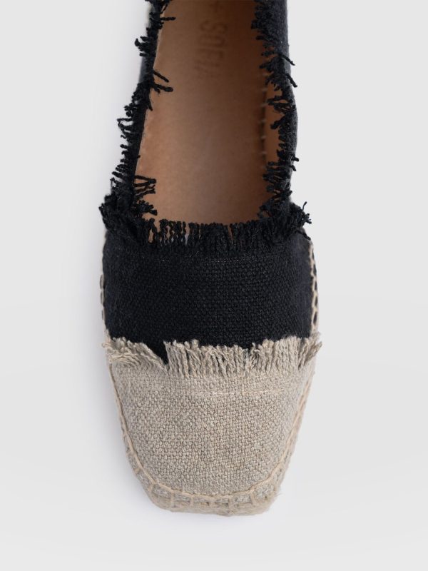 Ivy Frayed Espadrille Pumps - Black - Image 5