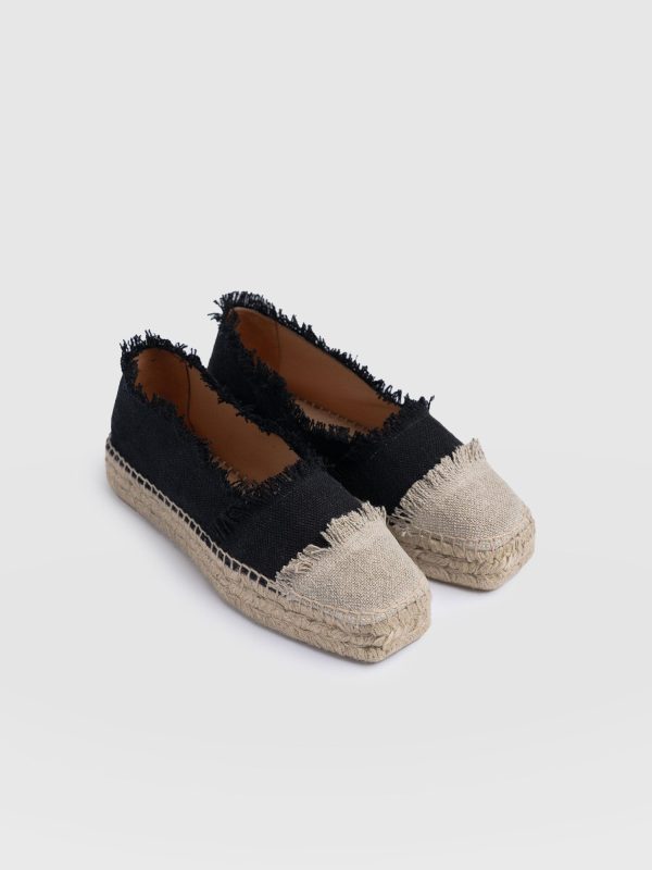 Ivy Frayed Espadrille Pumps - Black - Image 3