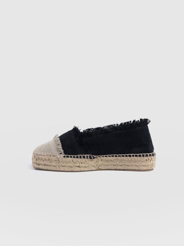 Ivy Frayed Espadrille Pumps - Black - Image 2