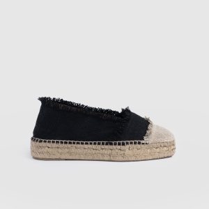 Ivy Frayed Espadrille Pumps - Black