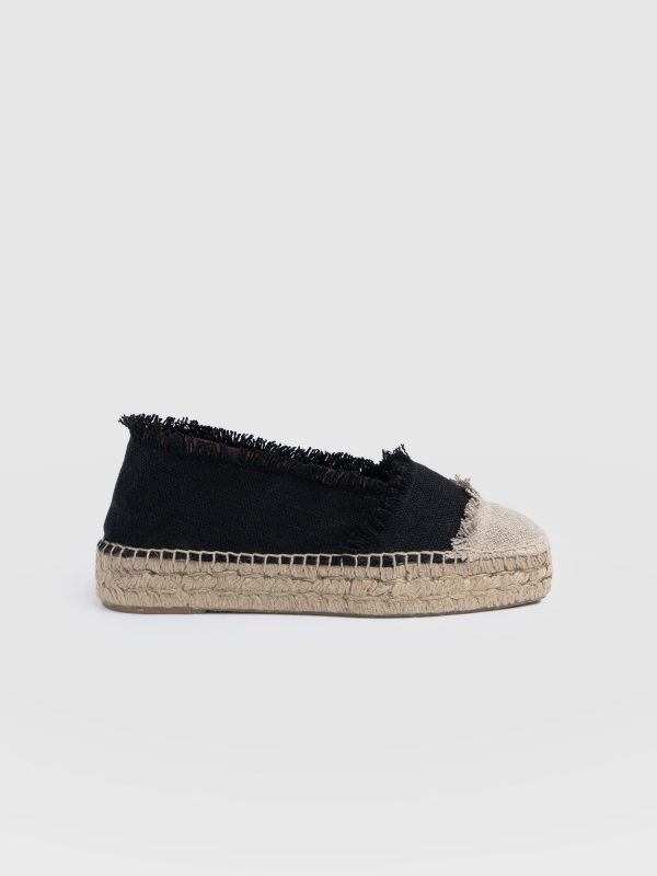 Ivy Frayed Espadrille Pumps - Black