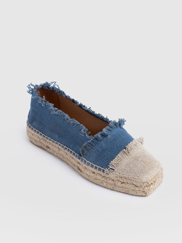 Ivy Frayed Espadrille Pumps - Blue - Image 5