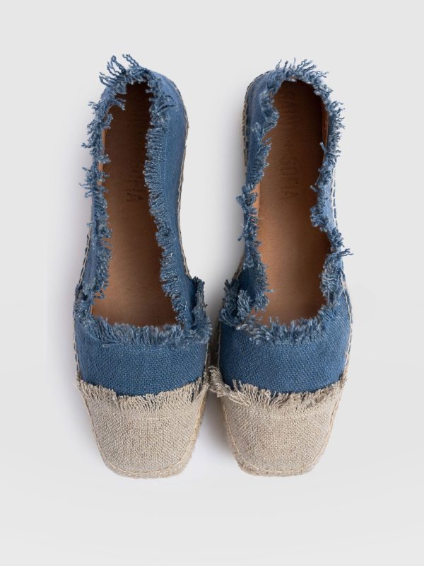 Ivy Frayed Espadrille Pumps - Blue - Image 4