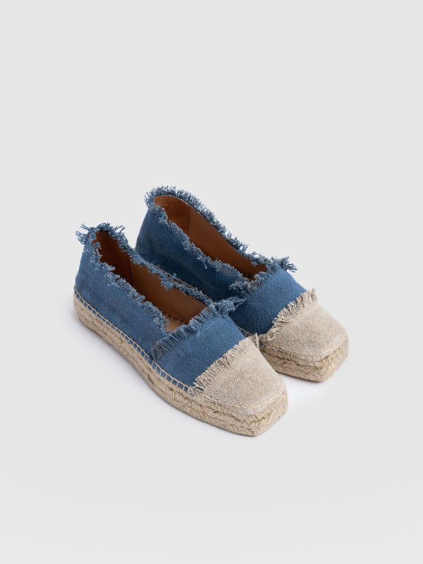 Ivy Frayed Espadrille Pumps - Blue - Image 3