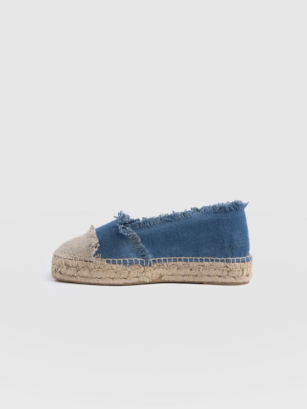 Ivy Frayed Espadrille Pumps - Blue - Image 2