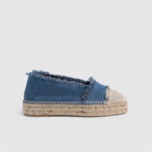 Ivy Frayed Espadrille Pumps - Blue