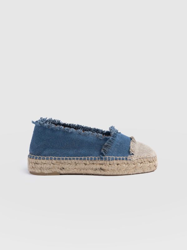 Ivy Frayed Espadrille Pumps - Blue