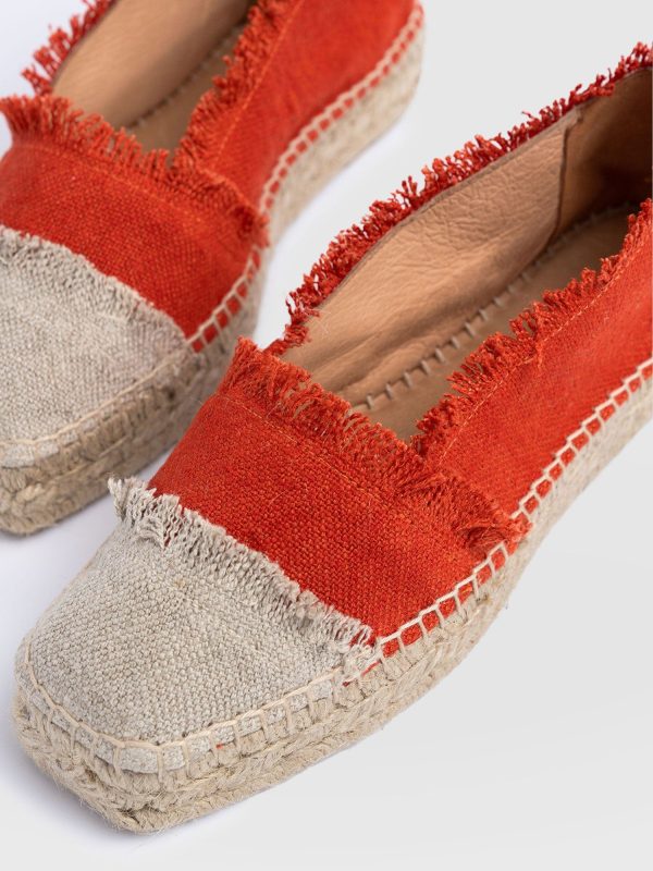 Ivy Frayed Espadrille Pumps - Orange - Image 5