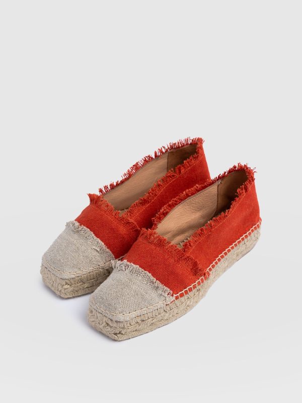 Ivy Frayed Espadrille Pumps - Orange - Image 4