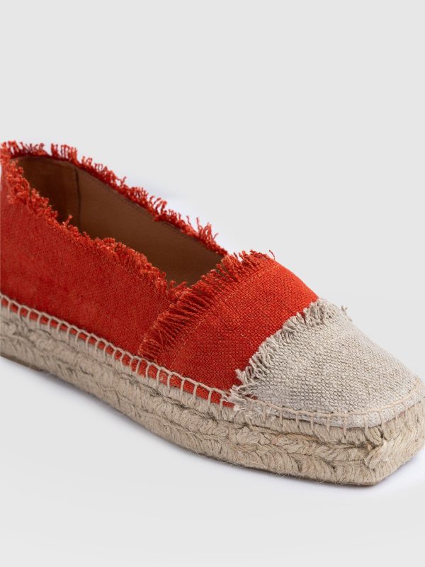 Ivy Frayed Espadrille Pumps - Orange - Image 3