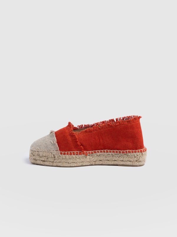 Ivy Frayed Espadrille Pumps - Orange - Image 2