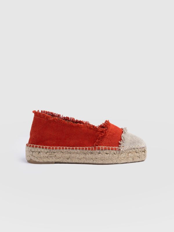 Ivy Frayed Espadrille Pumps - Orange