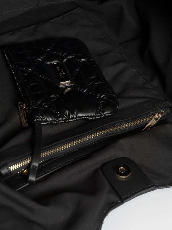 Large Stella Quilted Shoulder Tote Bag - Black - Image 4