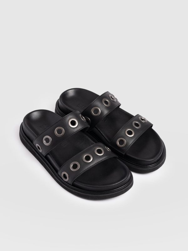 Madison Eyelet Slides - Black - Image 4