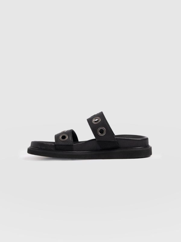 Madison Eyelet Slides - Black - Image 2