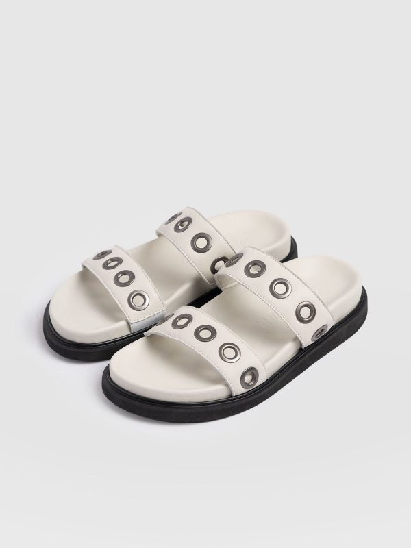 Madison Eyelet Slides - Cream - Image 5