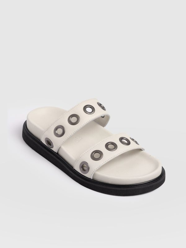Madison Eyelet Slides - Cream - Image 3