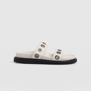 Madison Eyelet Slides - Cream