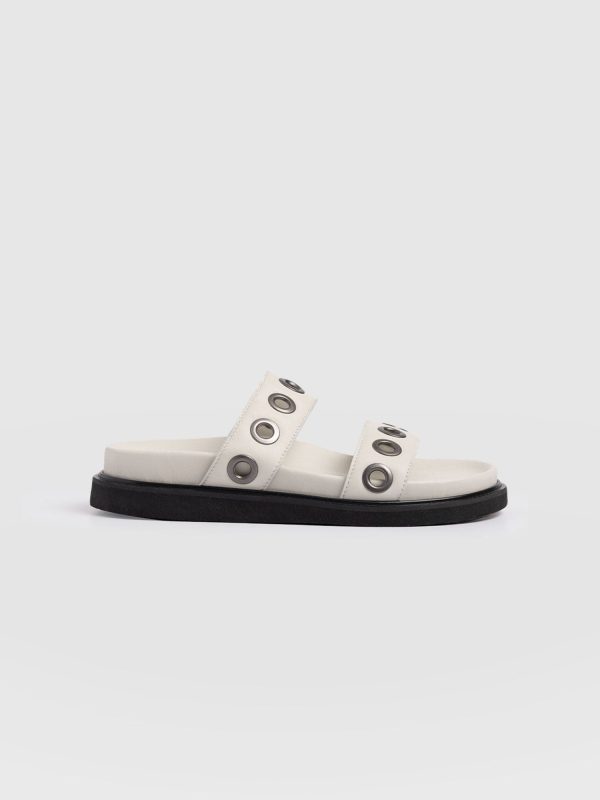 Madison Eyelet Slides - Cream