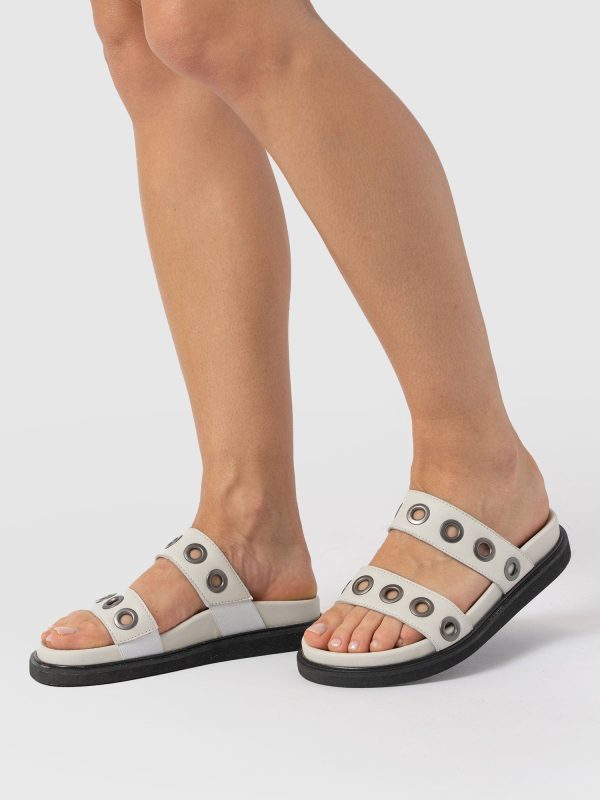Madison Eyelet Slides - Cream - Image 6