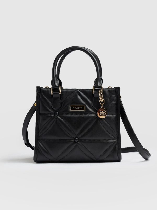 Quilted Mia Mini Tote Bag - Black - Image 2