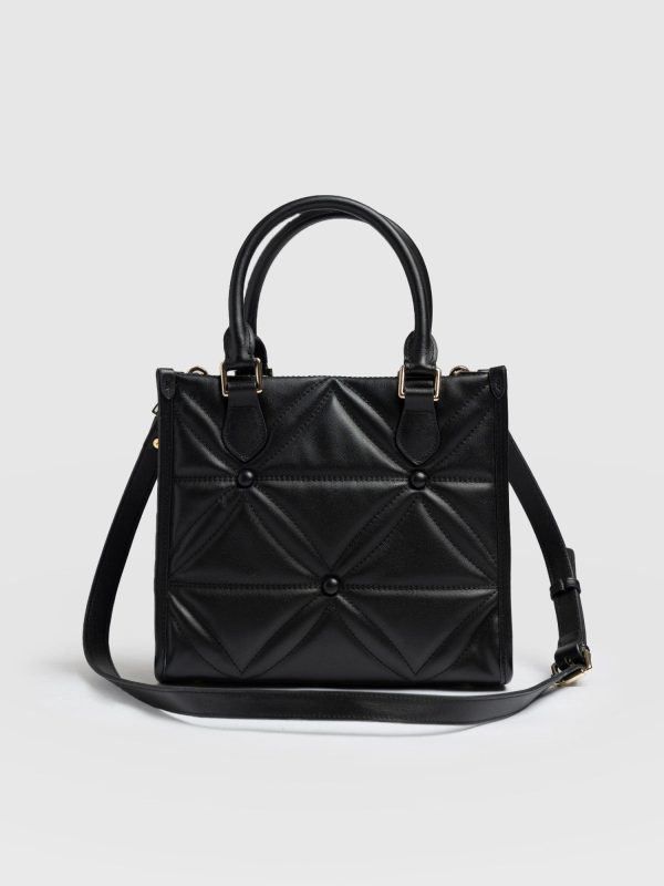 Quilted Mia Mini Tote Bag - Black - Image 5