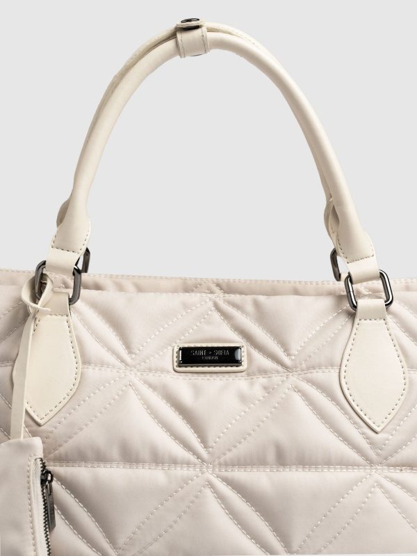 Quilted Selene Shopper Bag - Cream - Image 3
