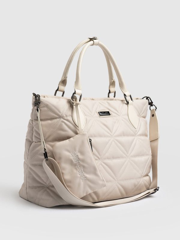 Quilted Selene Shopper Bag - Cream - Image 2
