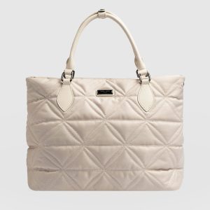 Quilted Selene Shopper Bag - Cream